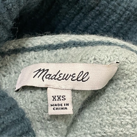 Madewell Womens sweater Colorblock Eastbrook Turtleneck cross back Green Sz XXS - Picture 7 of 9